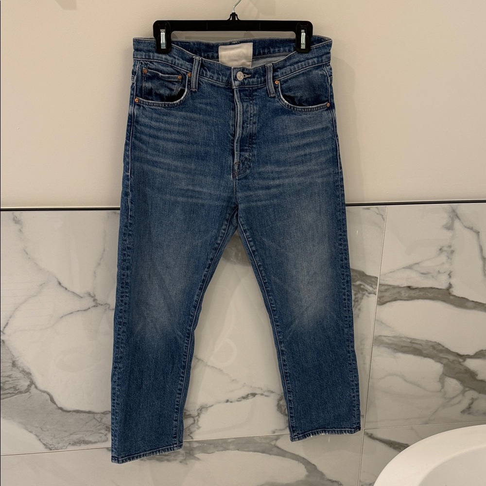 MOTHER Women's Blue Ankle Jeans The Ditcher Crop